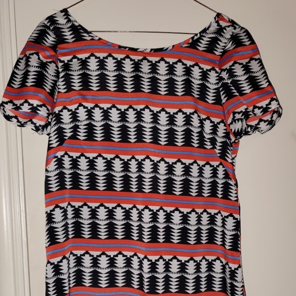 Red, White, Black Short Sleeve Dress by Francescas